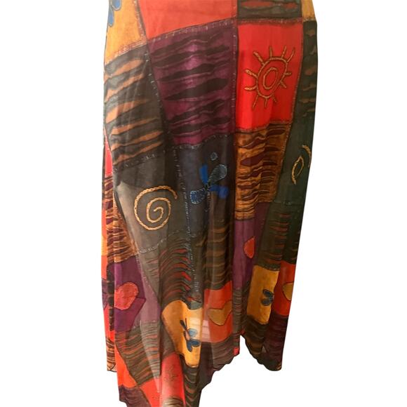 Romwe Grunge Patchwork Print Asymmetrical Hem Skirt S Boho NEW - Picture 6 of 6